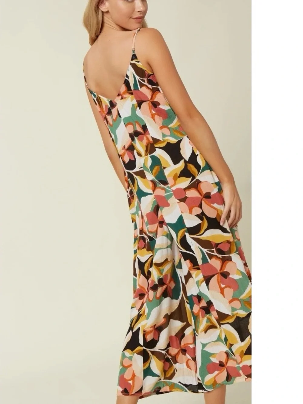 O'Neill Candice Jumpsuit Wide Leg Cropped Lightweight Tropical Print Medium